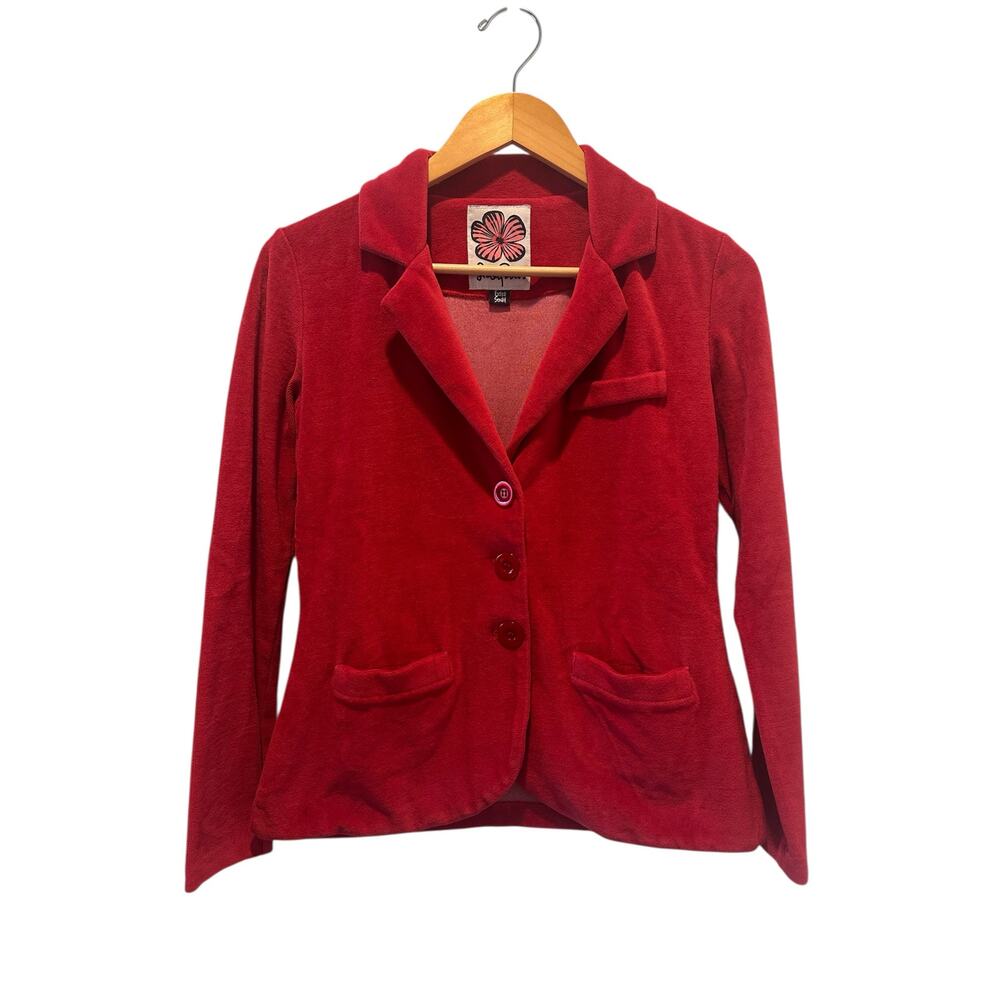 Lesley Evers Red Velvet Retro Statement Blazer Size XS Made in USA IndieSleaze